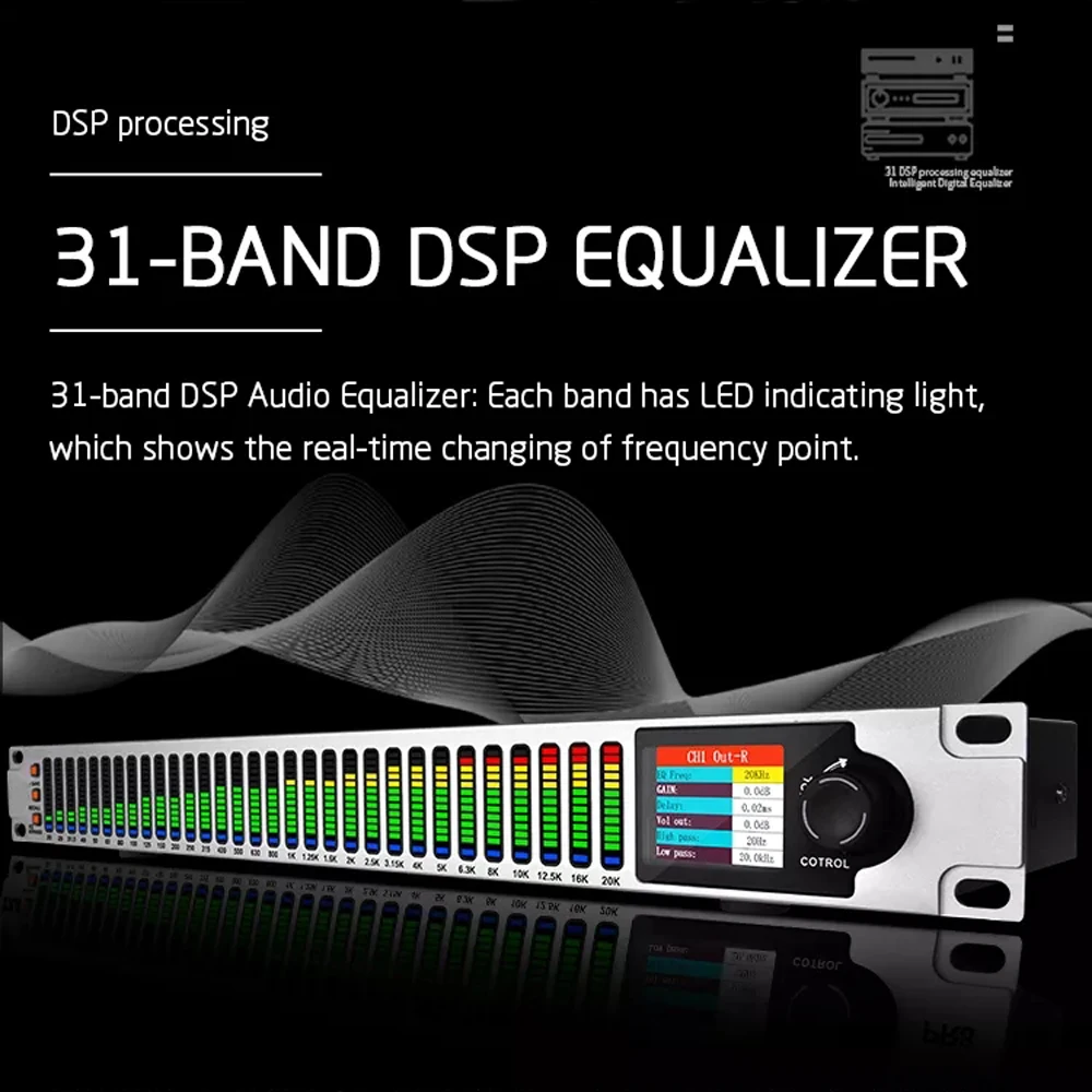 31 Band Stereo Graphic DSP Professional Digital Audio Equalizer DJ Effect Equalizador Studio Recording Equipment Sound Equalizer