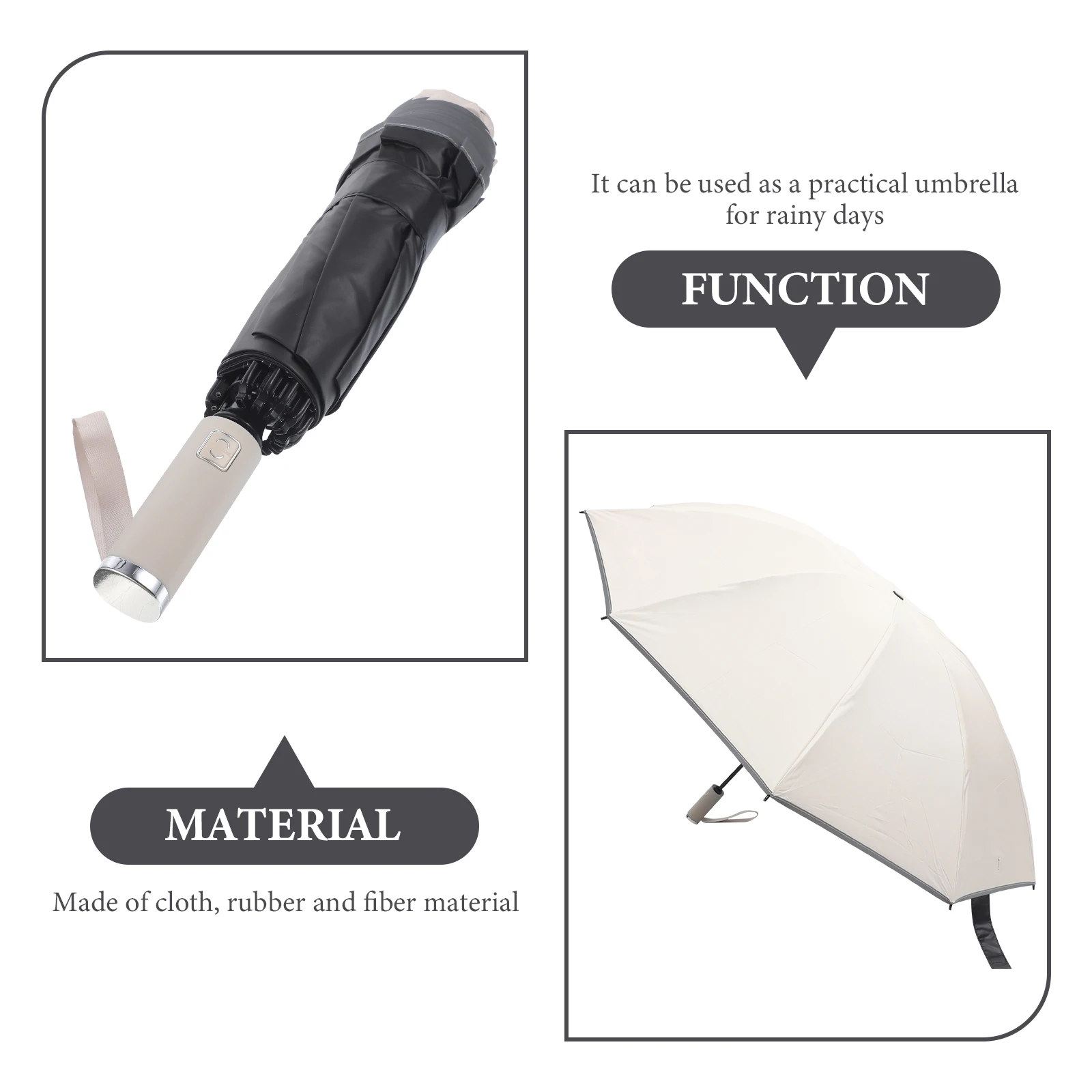 

Umbrella 10 Bone Reverse Folding Windproof Travel Mini Women Collapsible Umbrellas for Rain Sun Protection Small Beige Pocket
