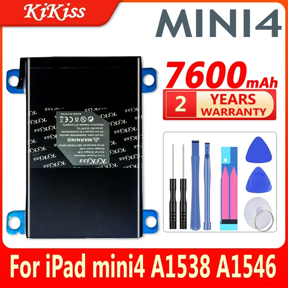 KIKISS Tablet Battery For Apple iPad Mini 4 Mini4 A1538 A1546 A1550 Replacement Batteries 7600mAh Batterie Bateria + Gift Tools