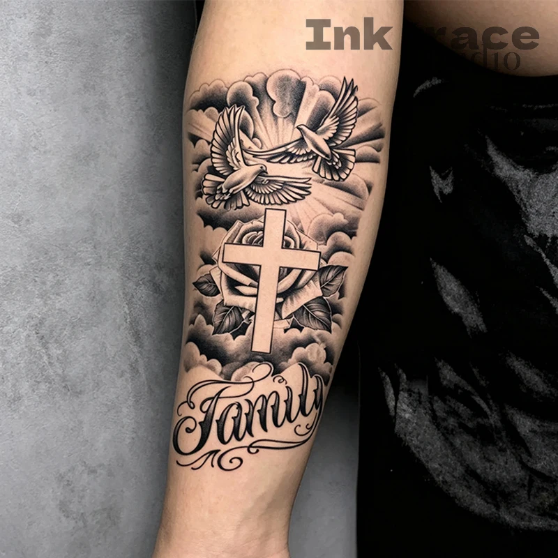 1/2PCS New Realistic Black White Warrior Hand Back Water Transfer Tattoo Sticker Realistic Soldier Skin Decal Body Art Patch