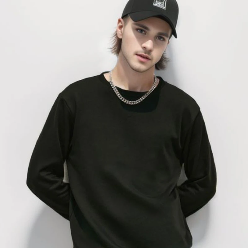 

300g Mens Spring 100% Cotton Crew Neck Hoodies High Quality French Terry Plus Size Sweatshirts 3D Puff Print Hip Hop Casual Tops