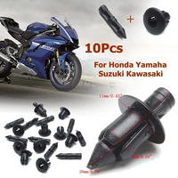 For Honda For Yamaha For Suzuki 10pcs 6mm Plastic Rivet Fairing Trim Panel Fastener Clips