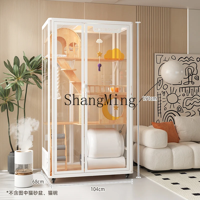 

CLlarge space indoor cat cat house breathable super luxury cat villa home glass panoramic