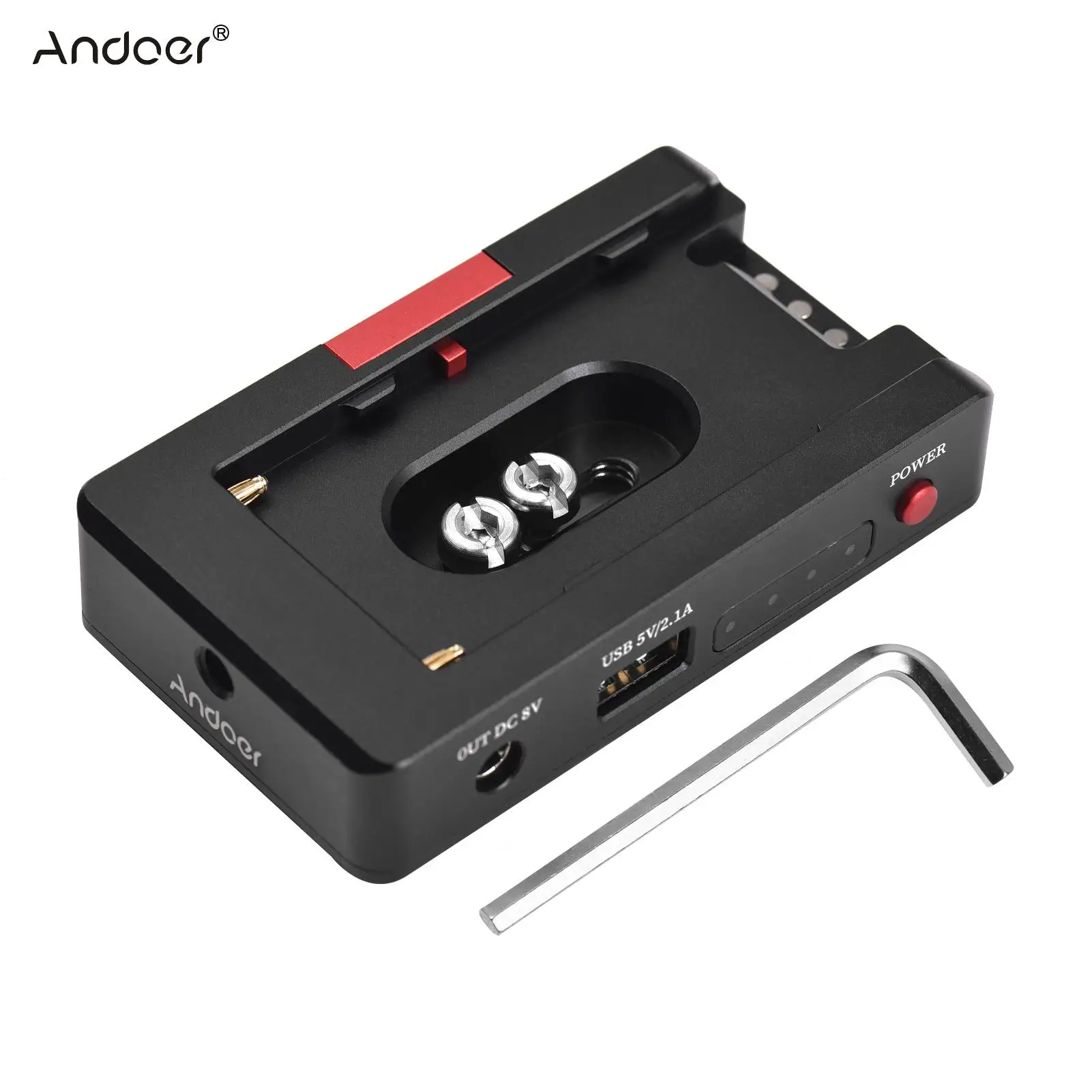 Andoer NP-F Battery Charger Metal Battery Adapter Plate USB DC12V DC8V DC Outputs 1/4In for NP-F970/F950/F930/F770F750/F570/F550