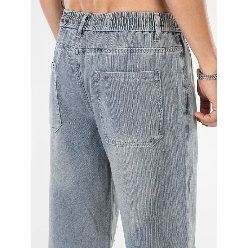 S-3XL Tienerjeans Zien Er Slank En Loszittend Casual En Veelzijdig Uitgaand Trekkoord Uit Trendy Jeans Met Rechte Pijpen