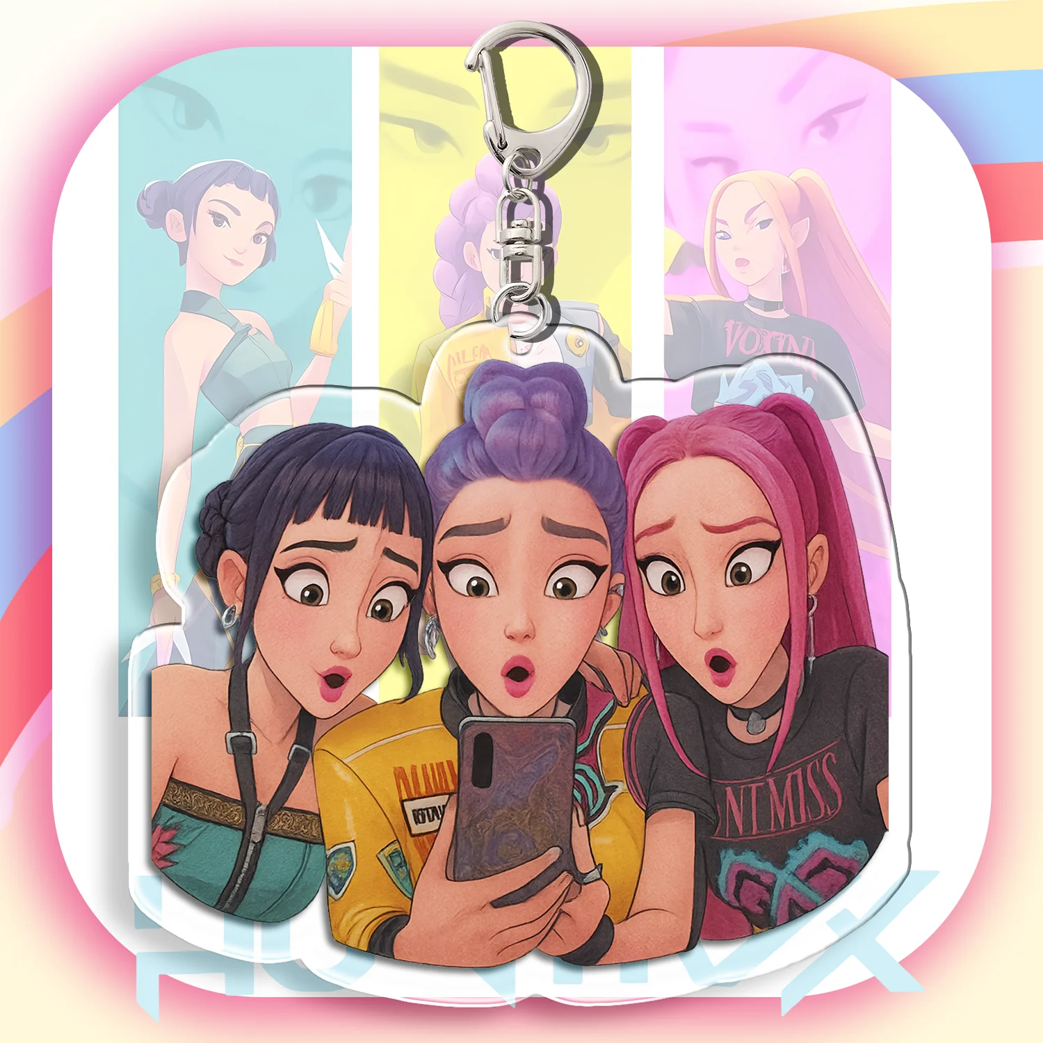 

Movie KPop Demon Hunters HUNTR/X Saja Boys Rumi Mira Zoey Cute Keychain Acrylic Keyring Key Chain Bag Accessories Gift