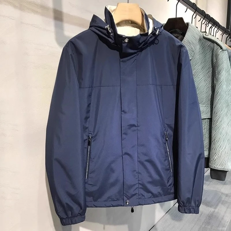 

BC Italian Old Money Style Stand-Up Collar Hooded Cotton Jacket