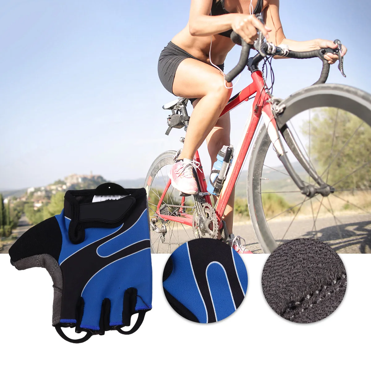 

Anti-slip Cycling Gloves Breathable Blue Outdoor Sports Gloves for Mountain Bike Motorcycle Biking Workout Hands