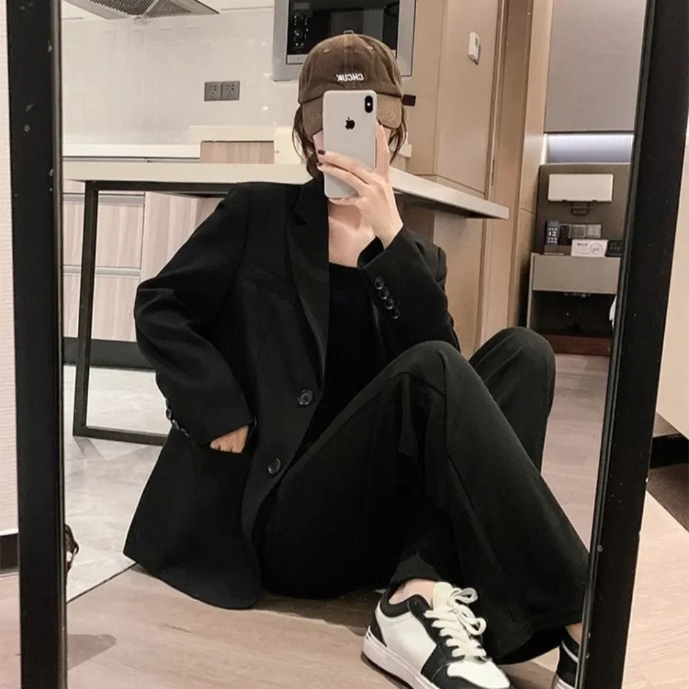 Pendeln Frauen Blazer Lose Beiläufige Frühling Herbst Solide Hipster Mode Junge Koreanische Stil Bequeme Streetwear Täglichen Outwear