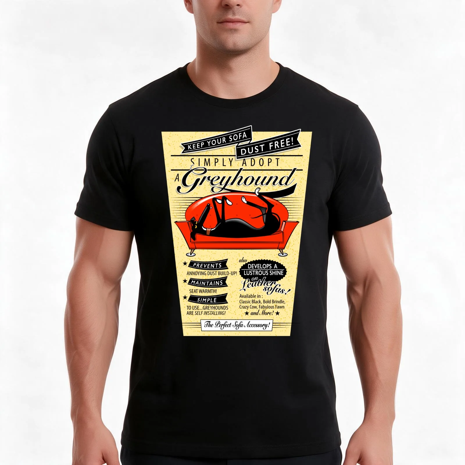Dust Free Sofa T-Shirt, Summer Casual Cotton Tee, Oversized Streetwear Tops, Vintage Graphic Print, Loose Fit Short Sleeve