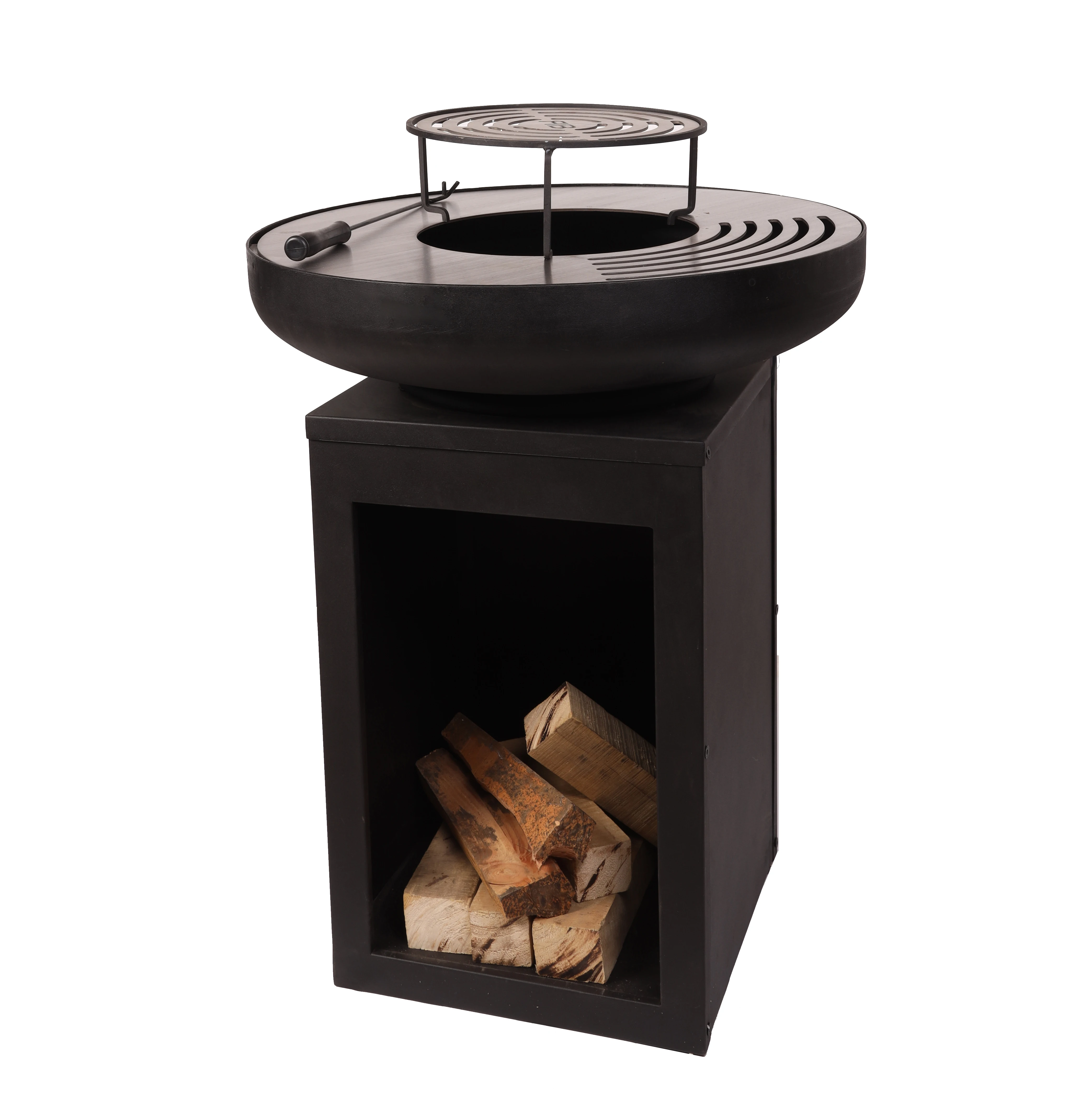 

European Style Black Steel Barbecue Grill Bonfire Wood Burning Outdoor Brasero Barbecue