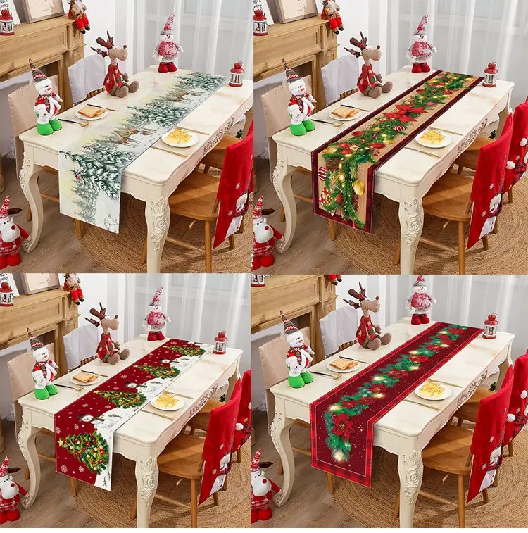 10pcs 35*180cm Wholesale Christmas Table Runner Christmas Gift Navid Noel Kitchen Dining Table Runner Christmas Decorations 2025