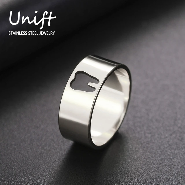 Teething Jewelry stainless Steel Tooth Ring Unisex Dental Themed Jewelry For Dentist Nurse