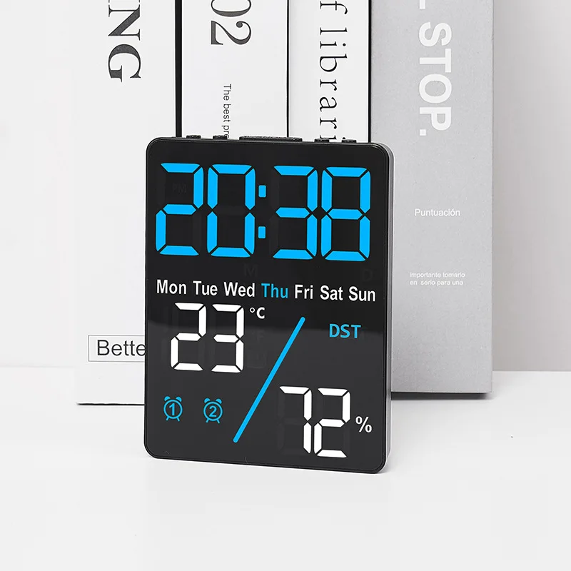 Digital Alarm Clock 3-Level Brightness Dimmable Led Electronic Wall Clock Temperature And Humidity Display Table Clock