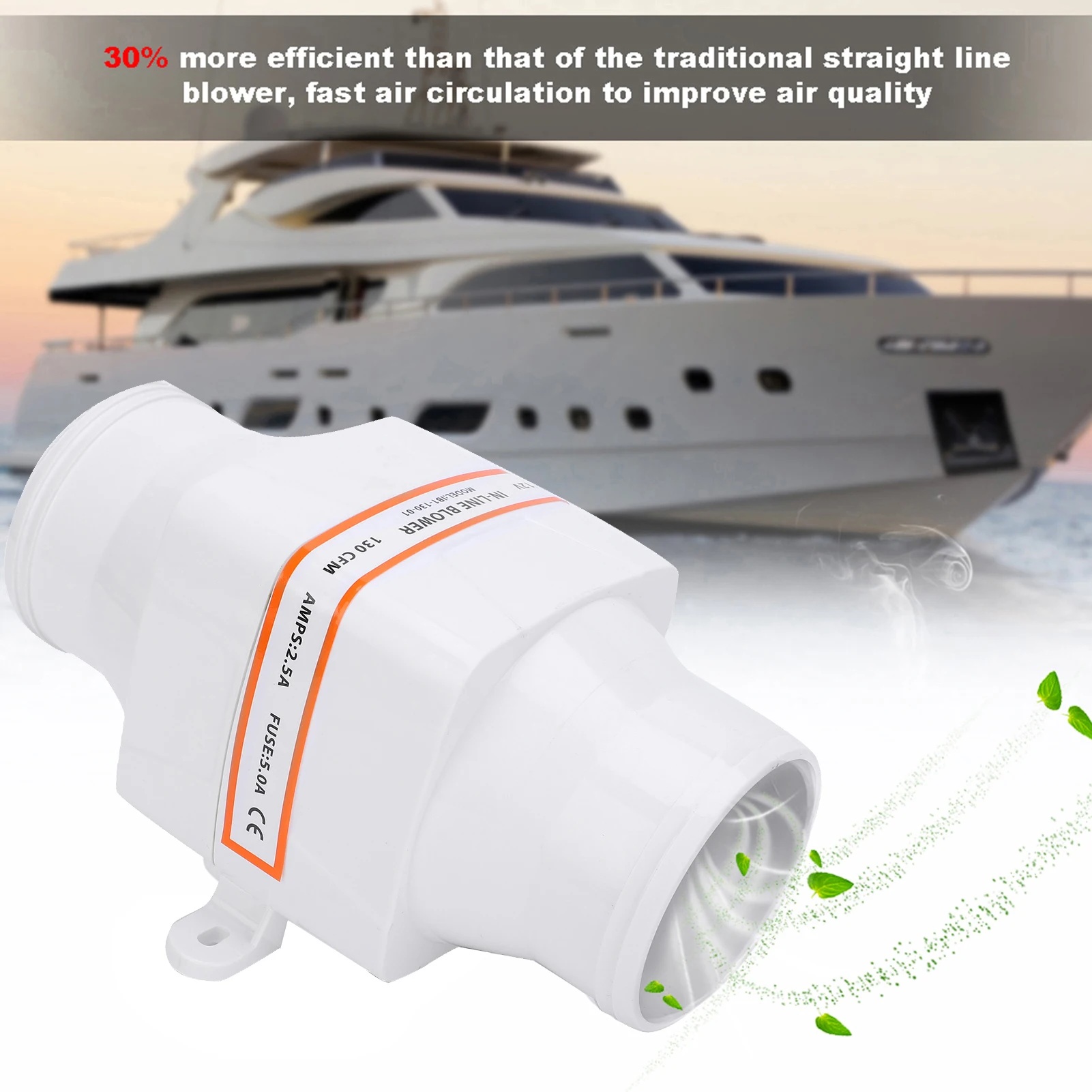 

New 3 Inch In Line Marine Bilge Air Blower Mute Strong Ventilation Fan for Yacht 3'' Air Blower Fan 3'' Ventilation Fan