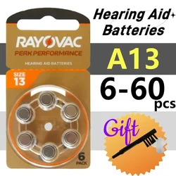 6-60 PCS A13 Hearing Aid Batteries Zinc Air Rayovac Peak Size 13A 13 P13 PR48 Hearing Aid Battery For BTE CIC RIC OE Hearing Aid