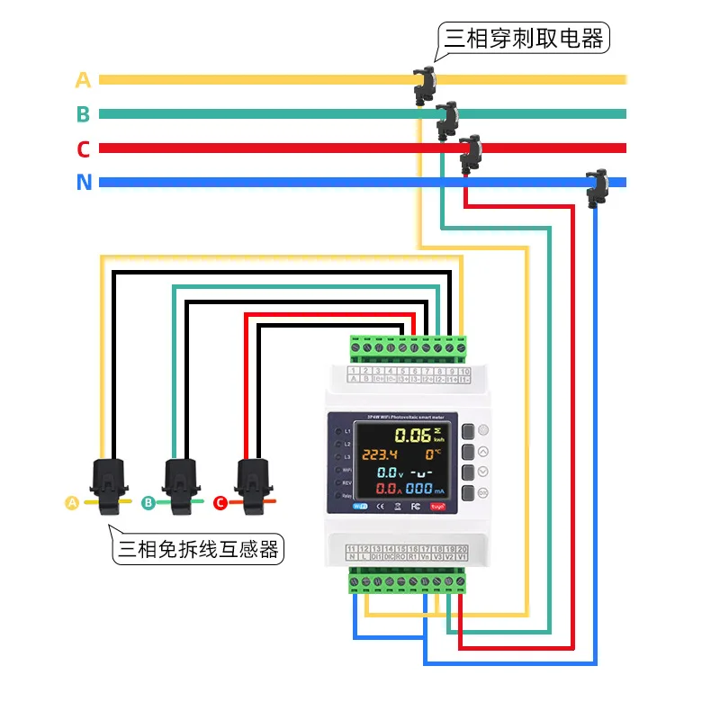 Meter Overcurrent Overload Undervoltage Protection Three-phase Four-wire Secondary Meter Smart WiFi Graffiti Mutual Inductance