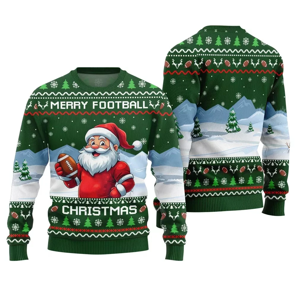 

Santa Merry Football Men's Graphic Sweatshirts Funny Ugly Christmas Sweater Harajuku Fashion Jumper Crewneck Tracksuits Clothing