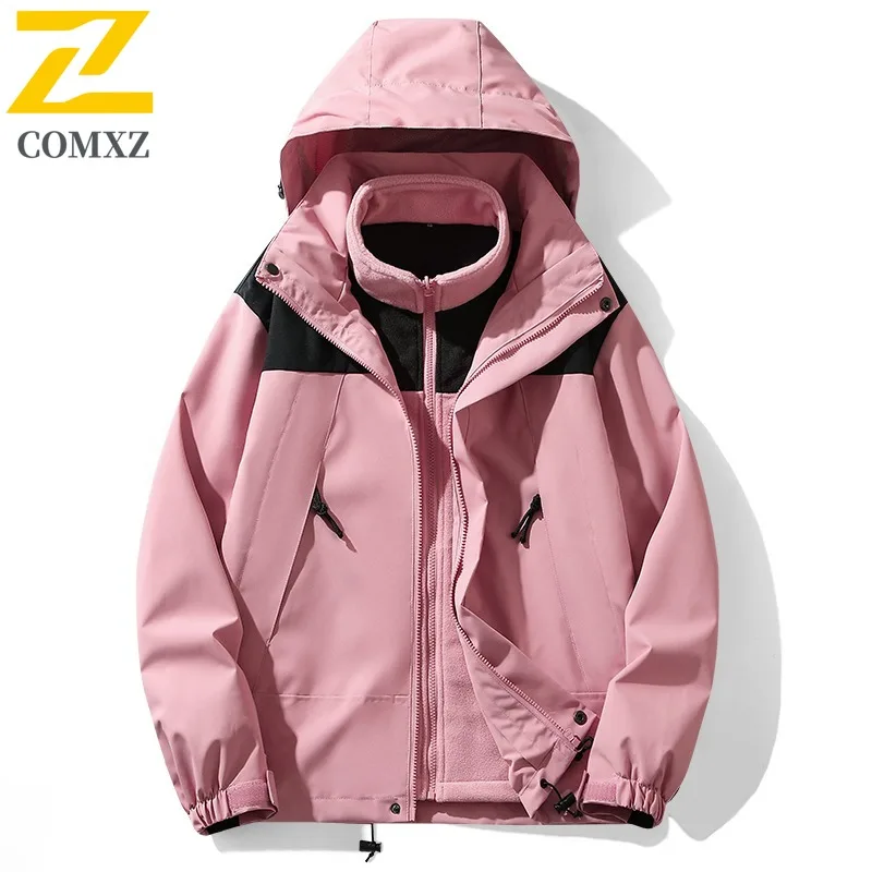 Men's  3-in-1 Detachable Jacket Windproof Waterproof American Style Hiking Coat Outdoor Thermal Fleece Lined Workwear Parka 2025