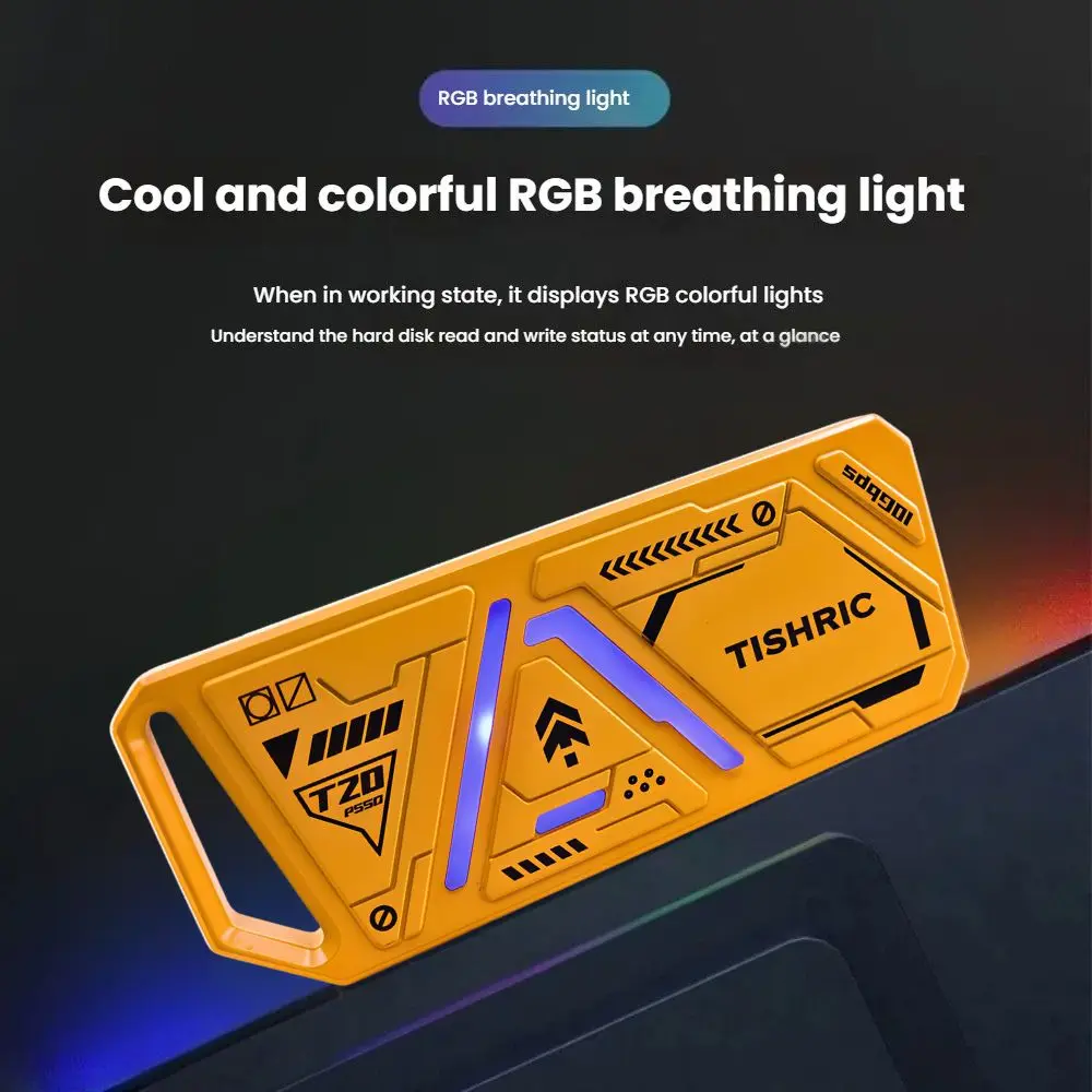 TISHRIC T20 10Gbps SSD NVME M2 Hard Drive Enclosure RGB CNC USB 3.0 To Type C Hdd Box For M.2 2230 2242 2260 2280 Hard Disk Case