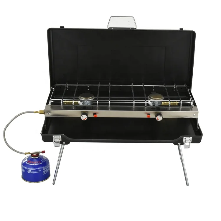 

HIX Outdoor Camping Two Burners Folding Gas Stove and BBQ Grill