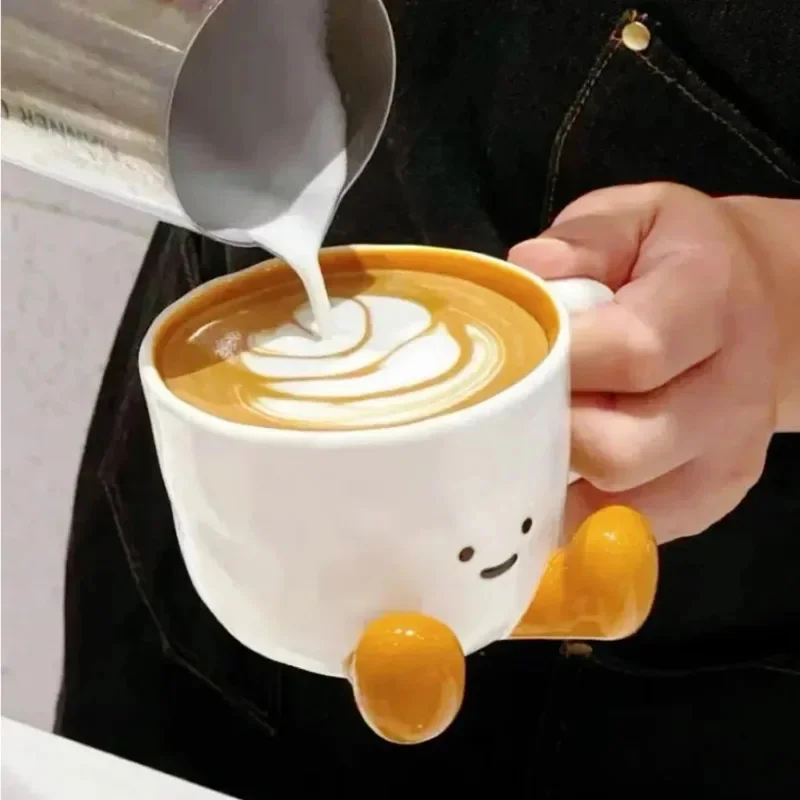 

popular Kawaii Cartoon Emoticon Mug Ins Creative Foot Fun Design Ceramic Home Office Milk Coffee Cup Birthday Exquisite Gift
