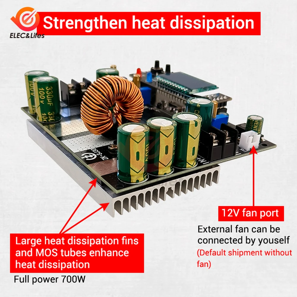 ZK-SJ30 700W Buck Converter CC CV Power Supply Module DC 6-80V to 1.3-78V 30A Adjustable Voltage Regulator Voltmeter Step-Down