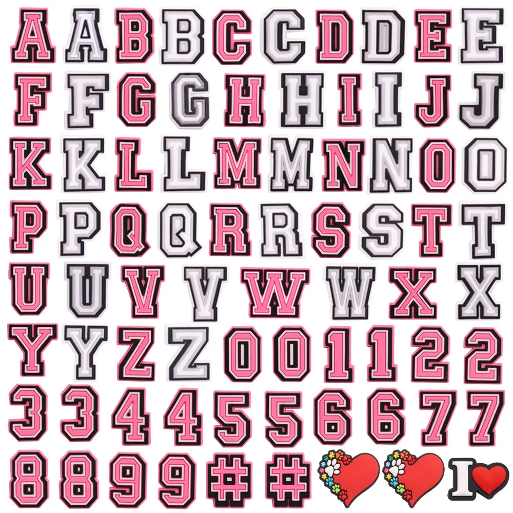 

Mix 100pcs PVC Shoe Charms 26 Letter Alphabet Number Heart Sandals Shoes Decoration Buckle Clog Wristband Slipper Accessories