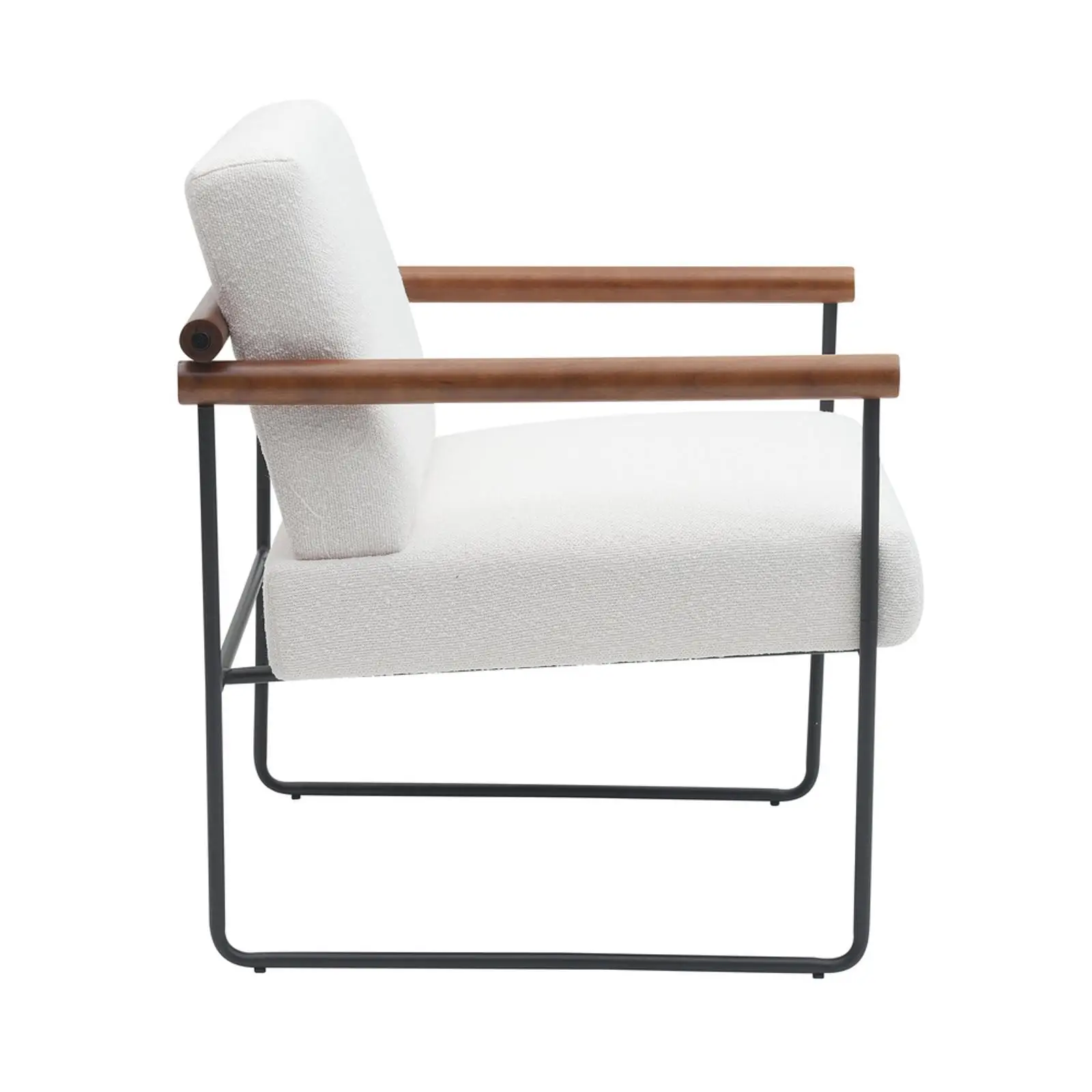 Poltrona moderna com detalhes Boucle – Espreguiçadeira estofada confortável com