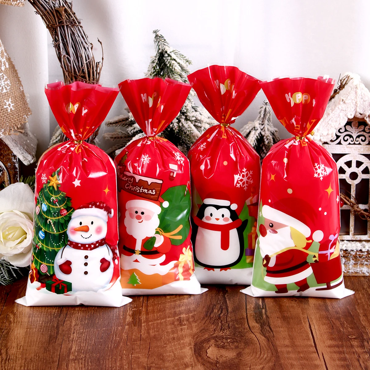 25/50/100 Stück Weihnachts-Süßigkeitentüten Weihnachtsmann-Keks-Verpackungsbeutel Weihnachtsdekoration 2025 Geschenktüten für Partyzubehör – Detail 5