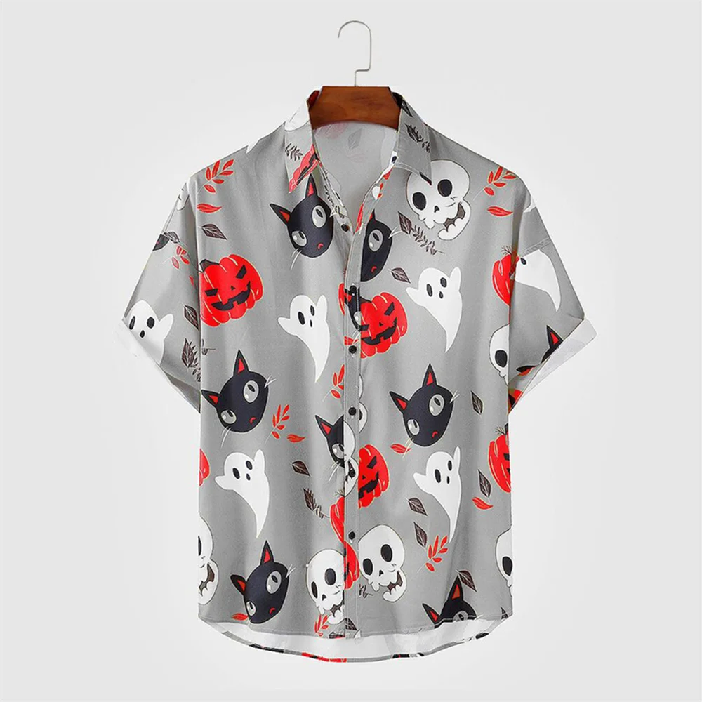 Hawaiian Shirt For Men Summer Men\'s Shirt Anime Cat Print High Quality Men\'s Clothing Simple Fashion Daily Outdoor Street Style