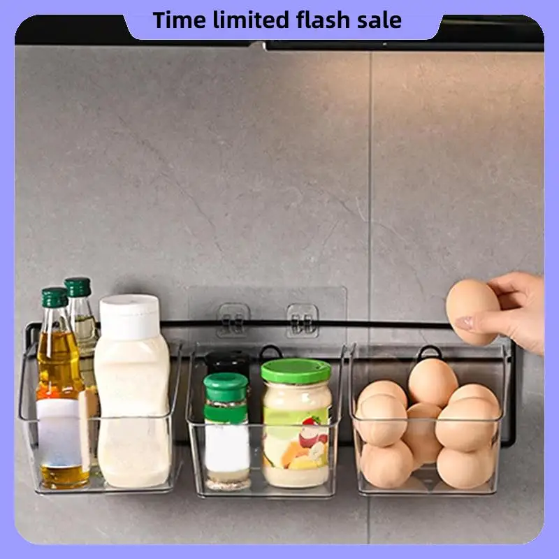 

A40T 3 Compartments Wall Mounted Ginger Garlic Container Countertop Onion And Potato Storage Box With Metal Rack Durable Length