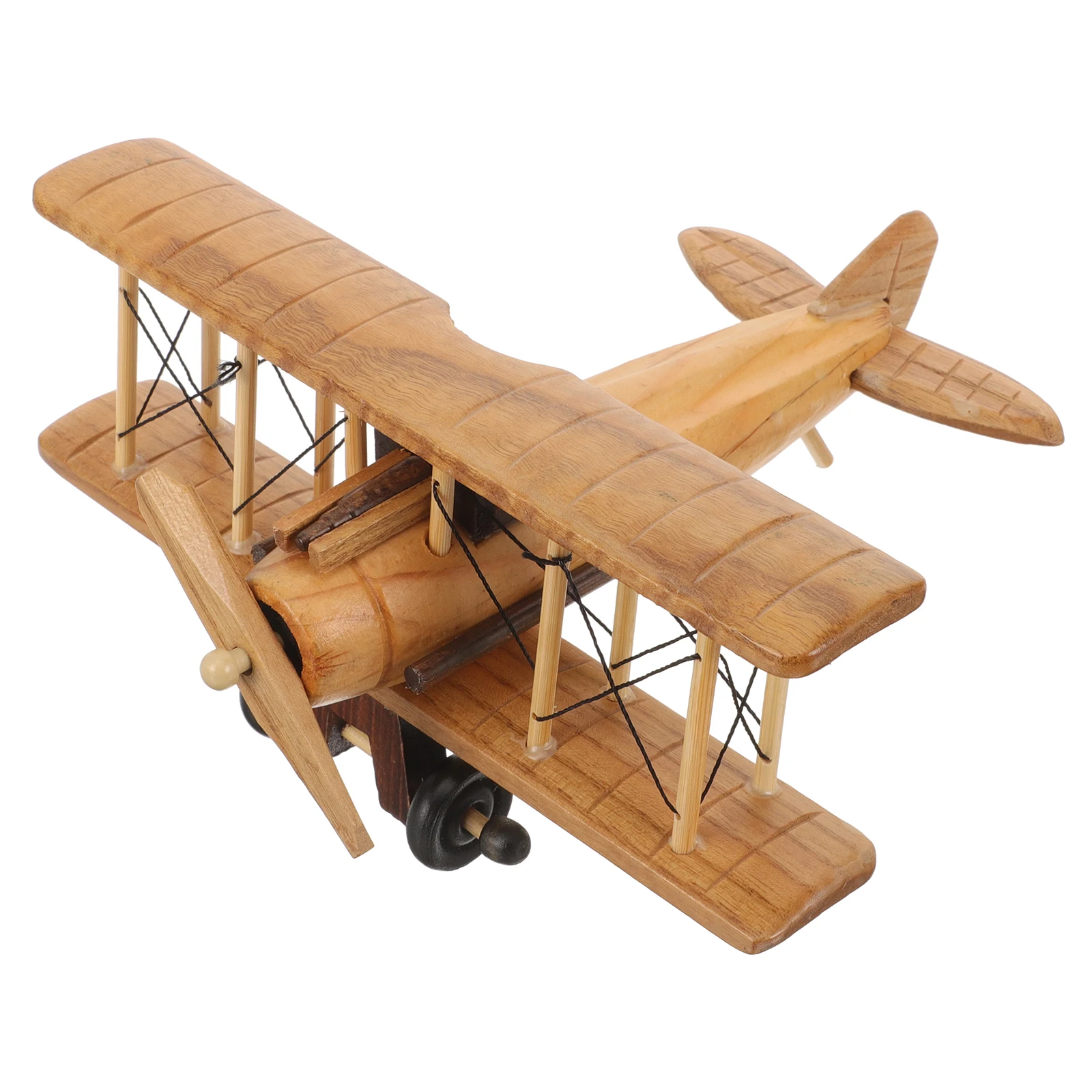 

Retro Wood Craft Plane Adornment Lightweight Stable Structure Chic Rustic Office Home Decoration Wooden Plane Model