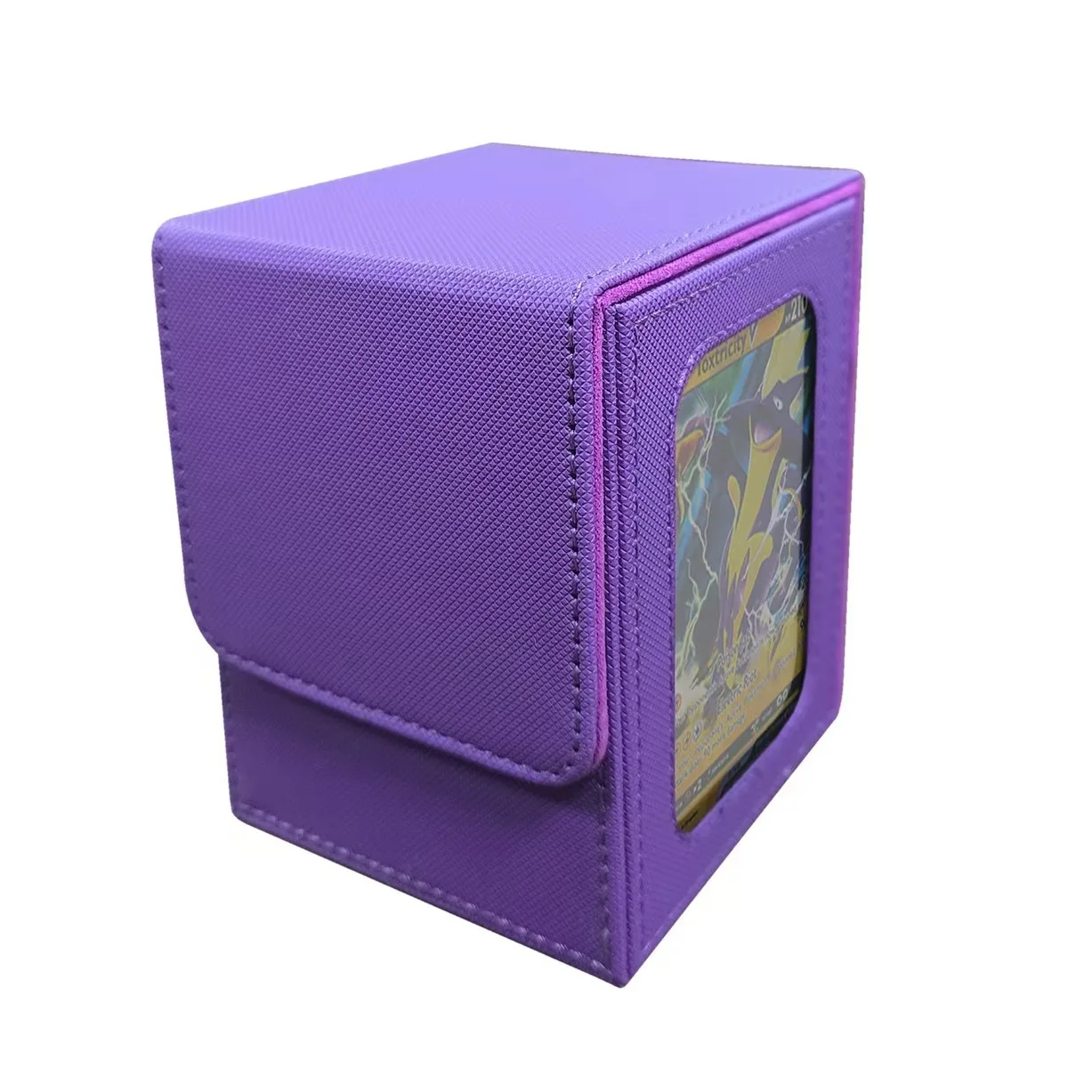 

Card Deck box with Display Window, Trading Card Storage Box, Can Hold 120 + Single sleeved Cards, Magnetic PU leather box