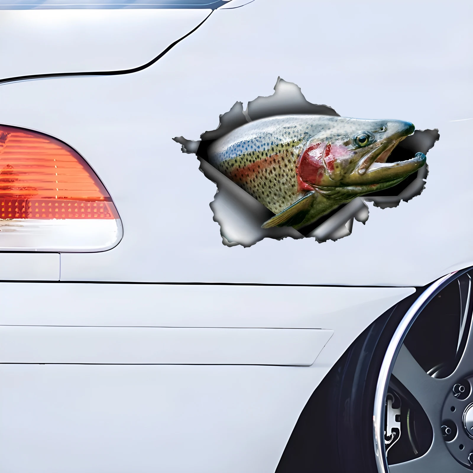 DK537# Rainbow Trout Car Stickers, Waterproof Pvc Animal Decals With 3D Effect, Block Scratches and Increase Fun Auto Parts view 5