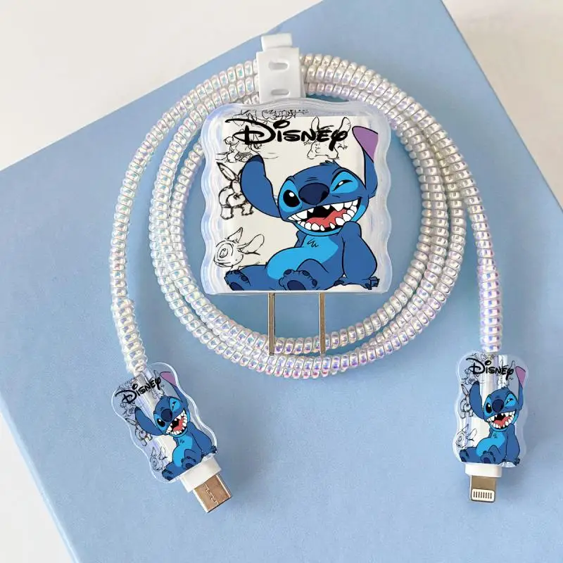 

Anime Stitch Cartoon Stitch Charging Data Cable Protector Winder Accessories for Iphone 20W Charger Protective Shell Case Gifts