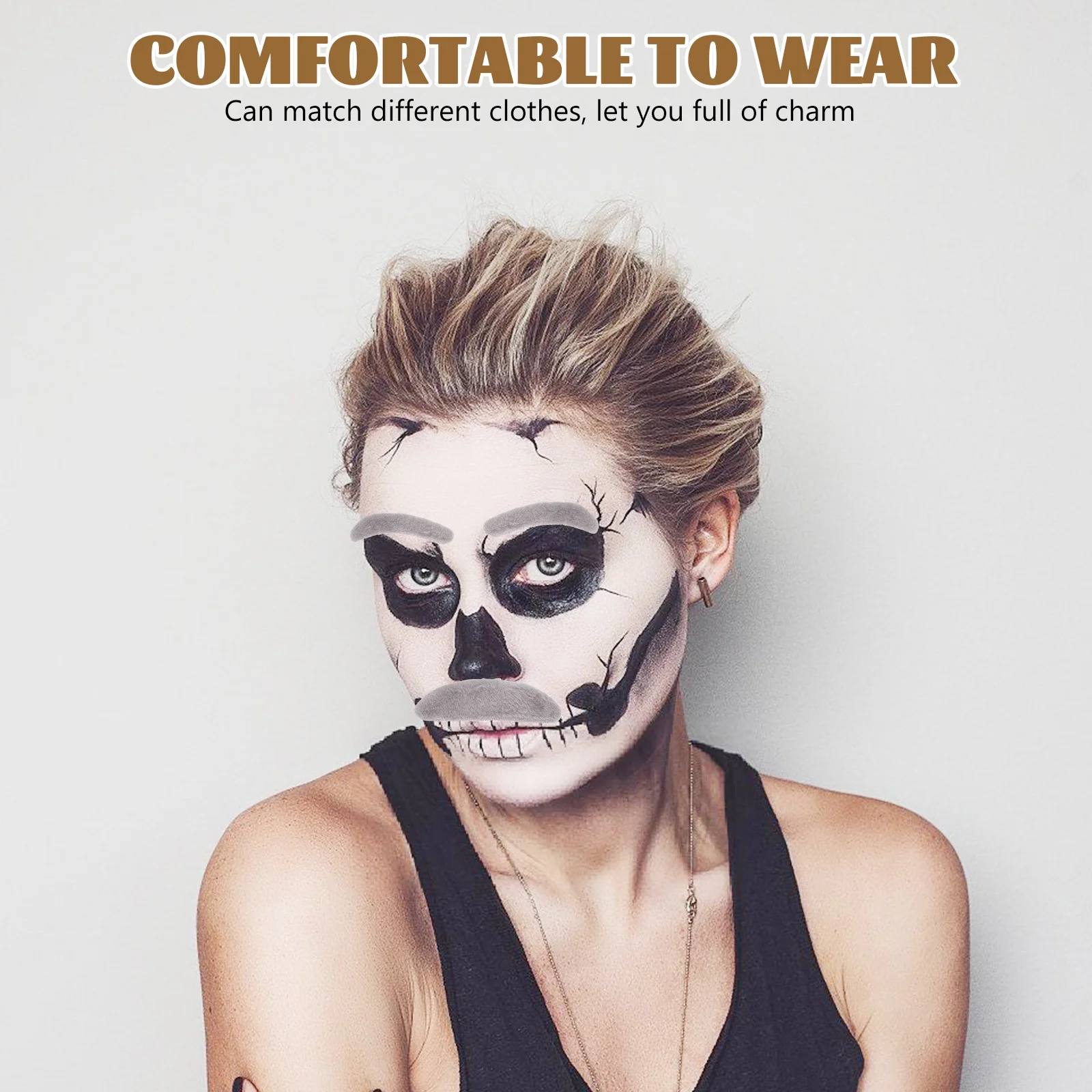 1Set Old Man Beard Eyebrows Glasses Set Realistic Cosplay Accessories for Halloween Costume Party Fake Eyebrows