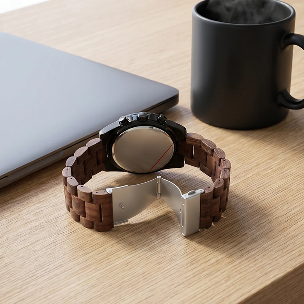 Wood Watch Men Luxury Stylish Watches Timepieces Chronograph Military Quartz Relogio Masculino Dropshipping - view 4