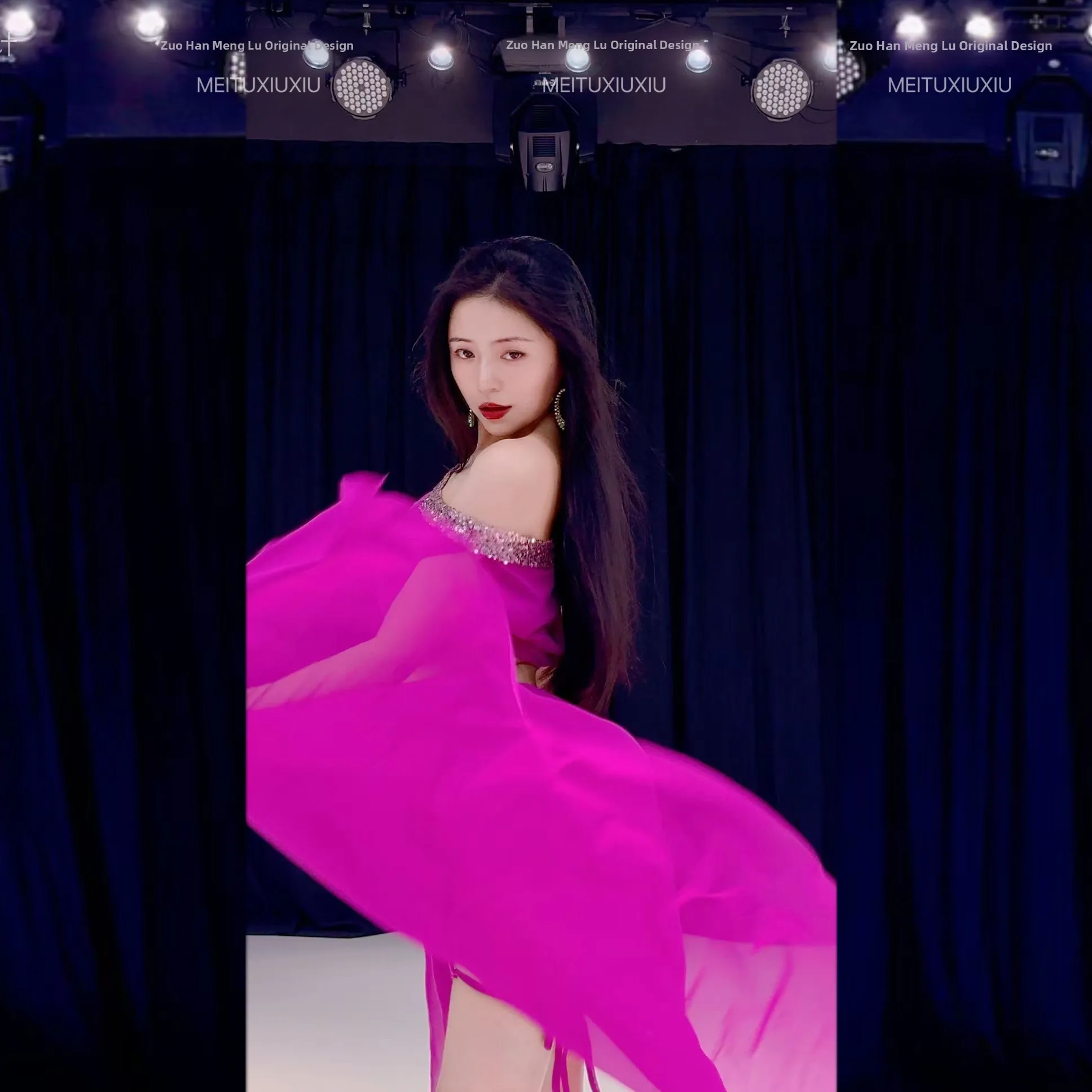 Fsia de Dança do Ventre Yue Meng Feng Lu, Novo Conjunto de Prática para Iantes, Cinto de Rede Brilhante, Performance ...