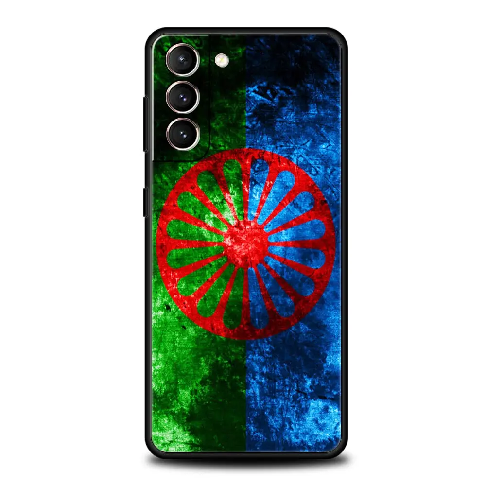 Gypsy Romani Roma Flag Case For Samsung Galaxy S22 S21 S20 Ultra FE 5G S24 S9 S10 Plus S23 S10E Silicone Phone Cover