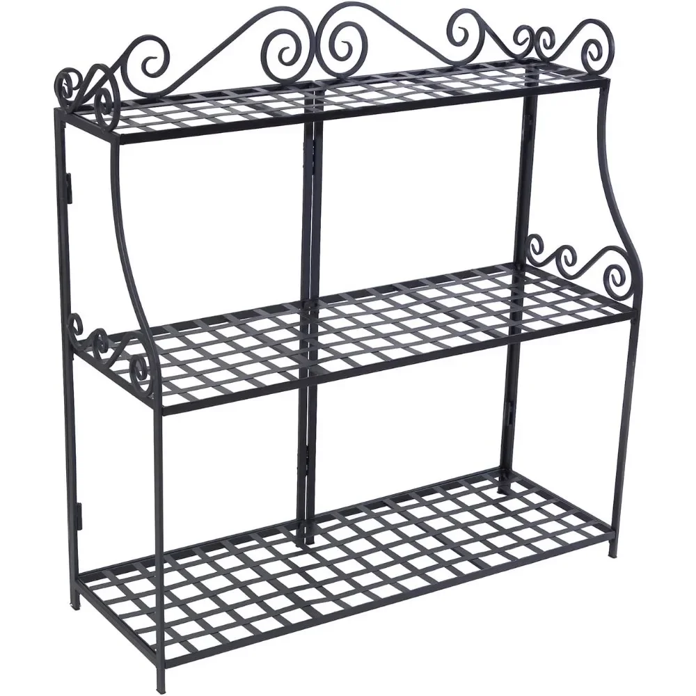 Products Forged 3-Tier Plant Stand, Black|