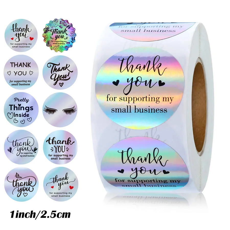 100-500pcs 1inch Thank You Stickers Envelope Seal Labels Boutiques Stationery Supplies Handmade Wedding Gift Decoration Stickers