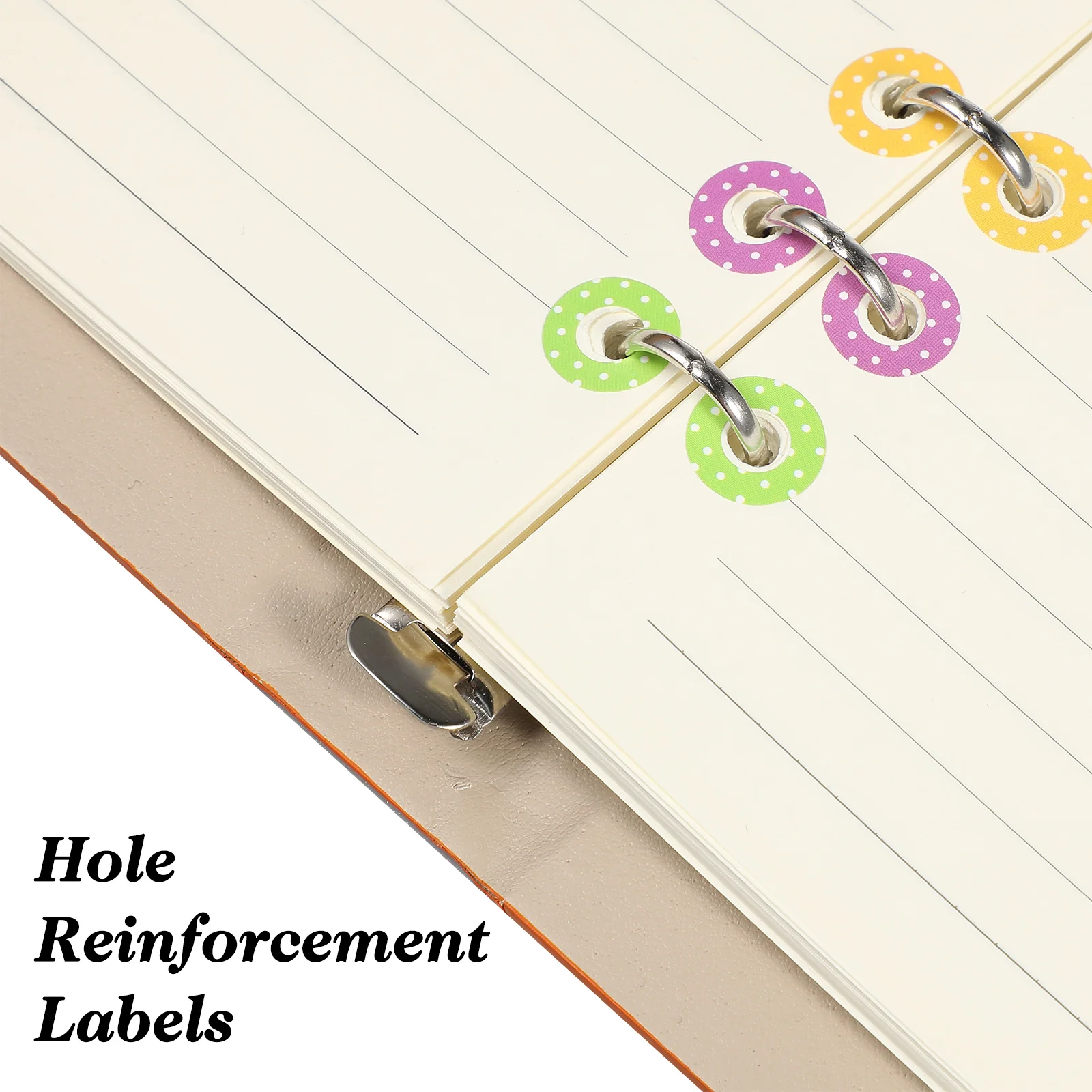 컬러 라벨 종이 구멍 펀치 스티커 바인더 루스 리프 액세서리 펀치 페이지 투명 카드 슬리브