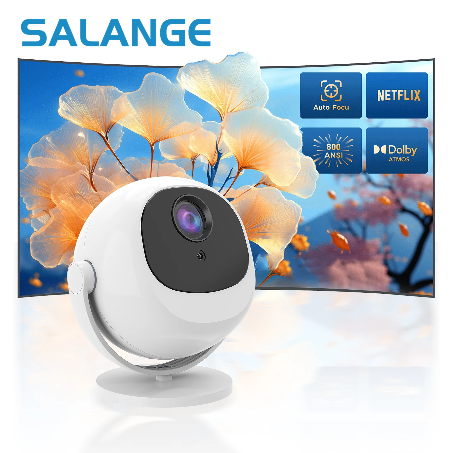 

Salange P360 Portable Projector Electronic Eye Design HD 720P Android11 Bluetooth 4.2 Dual WiFi 6 for Cinema Outdoor Proyector