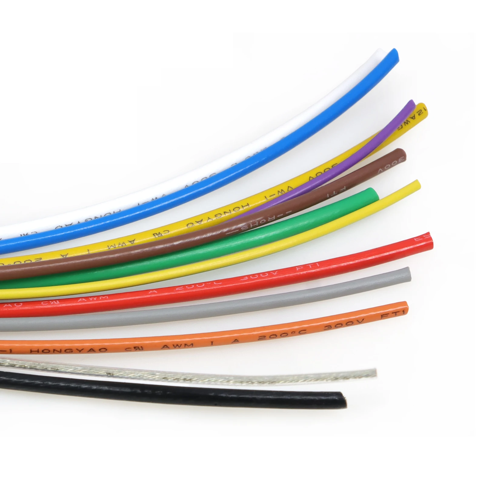 Custom Order - UL1332-18AWG Cables: Red, Black, White, Yellow, Green, Brown, and Blue. 7 Rolls in Total High Temperature FEP