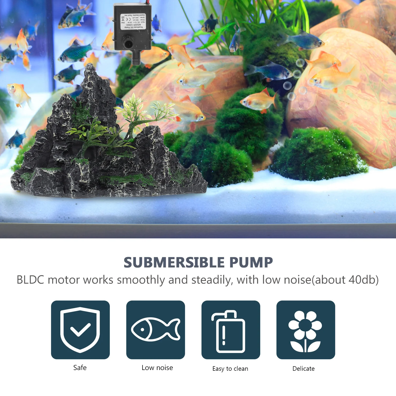 

Brushless Water Pump 3.6W Dc12V Submersible 240L/H 3M Lift Low Noise 35Db For Aquarium Pond Cooling System Brushless Submersible