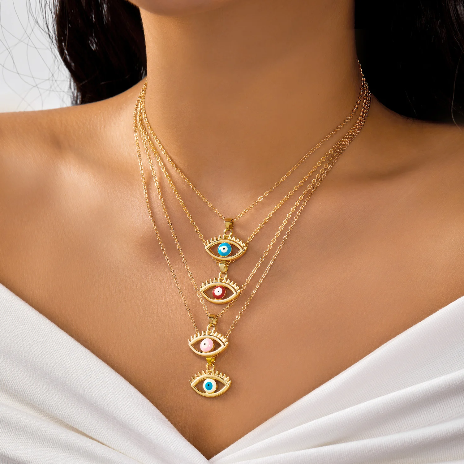 Mystical Evil Eye Blue Bead Necklace for Women Protective Colorful Pendant Paper Card Necklace Friendship Jewelry Gifts