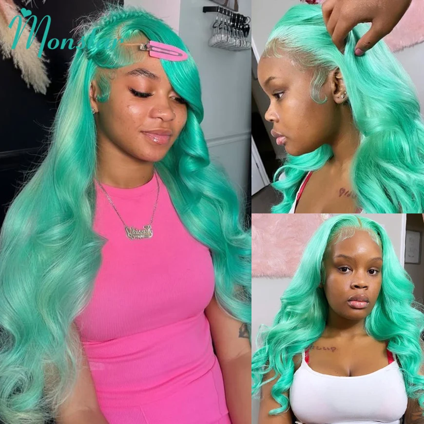 

Mint Green Body Wave Lace Front Human Hair Wigs Blonde 613 Hd Lace Frontal Wig 13x6 Vietnamese Colored Human Hair Wigs For Women
