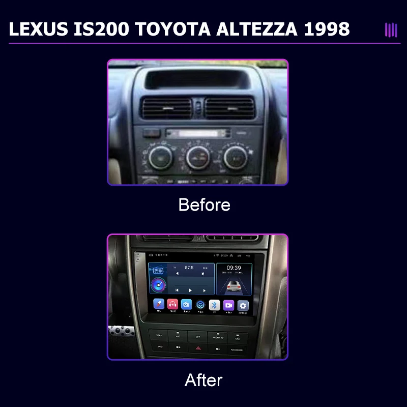 Car Multimedia Video Player For Lexus IS200 Toyota Altezza 1998-2005 2 Din Android 11.0 9'' Car Radio GPS Navi Stereo Head Unit