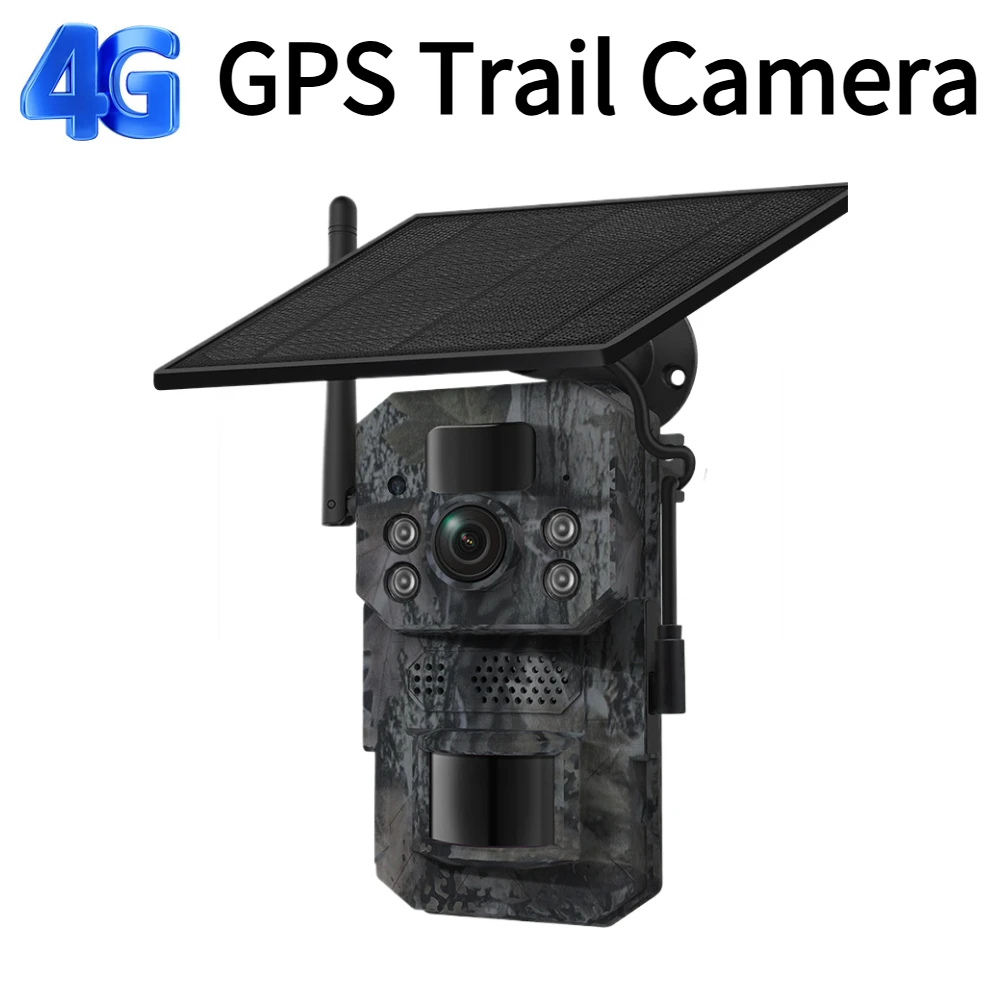 4G Solar-Powered Hunting Camera, 3MP HD Wildlife Camera, GPS-Tracking Camera Trap, Night Vision Remote Security Tracking Camera